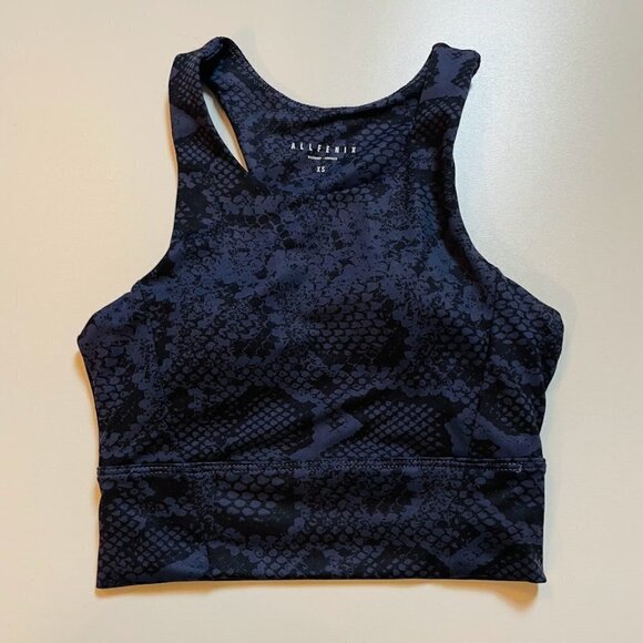ALLFENIX Anthropologie Sports Bra Snake Skin Blue Long Line Active Gym Running - Picture 9 of 10